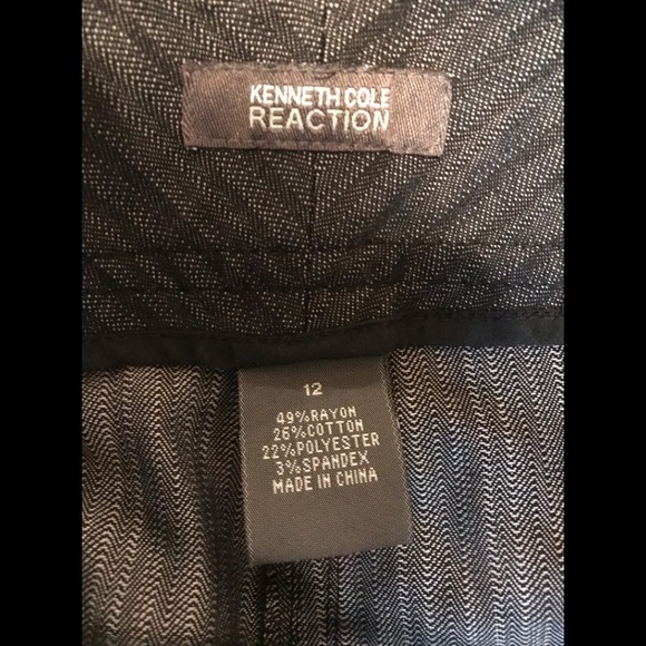 Kenneth Cole Reaction  size 12 high rise grey black pinstripe wide leg trousers - Picture 3 of 12